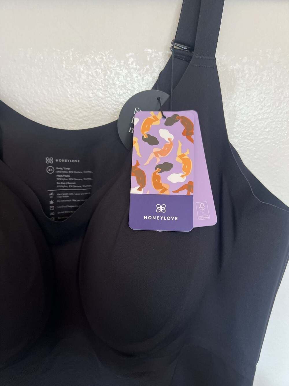 Honeylove LiftWear Cami Black Size 4X Shaping Tank Top Bra - Picture 3 of 3